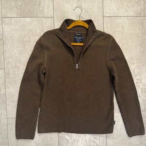 American Eagle Vintage Slim Fit Brown Quarter Zip Sweater Large EUC